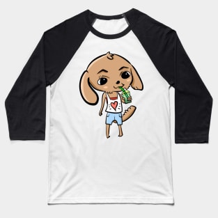 Puppy loves her bubble tea Baseball T-Shirt